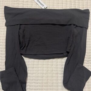 Garage Dark Gray Off-Shoulder Top